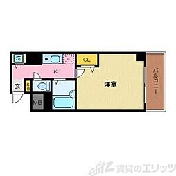 メゾン・ド・ヴィレ茨木 1Kの間取図画像