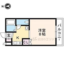 シャルル高槻 1Kの間取図画像
