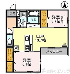 D-Residence千里丘 2LDKの間取図画像