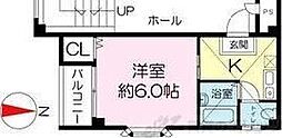 フローラルステージ同心町 1Kの間取図画像