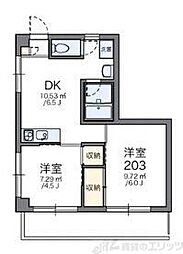 レオパレス康徳ハイツ 1SDKの間取図画像