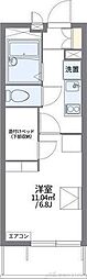 レオパレスジェントリー 1Kの間取図画像