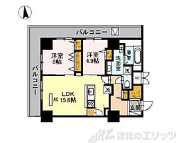 グランセジュール江坂パーカー江坂ビル 2LDKの間取図画像