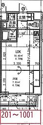 Halu江坂東 1LDKの間取図画像