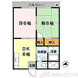 アイボリーハウス吉志部 2DKの間取図画像