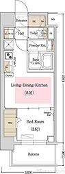 アーバネックス中崎町 1LDKの間取図画像