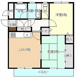 ティファニー 2LDKの間取図画像