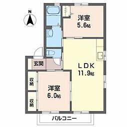 グリーンヒルズ瀬野西 2階2LDKの間取り