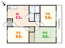 コーポ谷岡 3DKの間取図画像