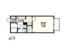 アプニールハイツ 1Kの間取図画像