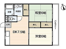 ファビス長束4 2DKの間取図画像