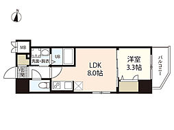 S-RESIDENCE広島駅diletto 2階1LDKの間取り