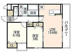 コレッソ・m 2LDKの間取図画像