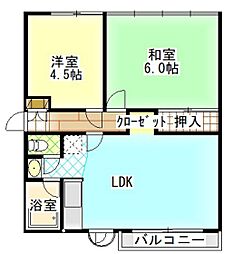 洋光ハイツ東雲 2LDKの間取図画像