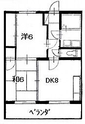 グランドール・AKI 2DKの間取図画像