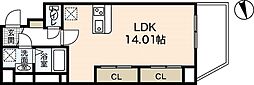 八丁堀iビル ワンルームの間取図画像