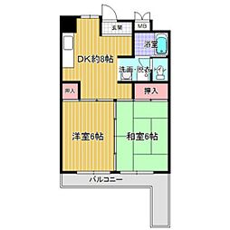 レジデンス木野川 2LDKの間取図画像