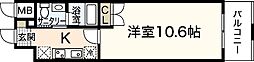 ウイング稲荷町 1Kの間取図画像