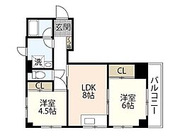 寺地ビル 2LDKの間取図画像