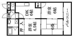ピュアハイツ 3DKの間取図画像