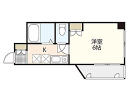 第6ガーデンビル 1Kの間取図画像