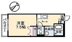 ベルヴュー段原 ワンルームの間取図画像
