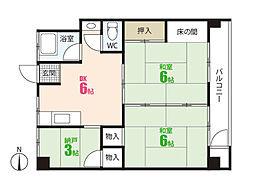 西本ビル 2SDKの間取図画像