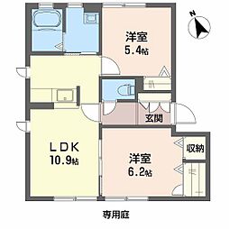 ヴァン・ベールD 2LDKの間取図画像