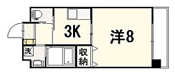 ソフィアコート光町 1Kの間取図画像