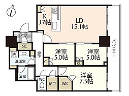 グランクロスタワー広島 3LDKの間取図画像