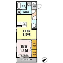 コーラルコート 1LDKの間取図画像