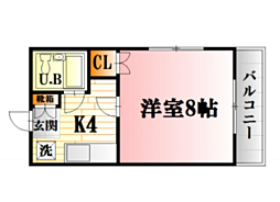 観ビル 1Kの間取図画像