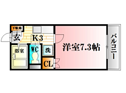 レジデンスマスダ3 1Kの間取図画像