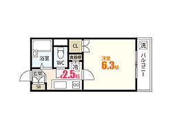 レジデンス白井 1Kの間取図画像