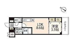 S-RESIDENCE広島駅enable 1LDKの間取図画像