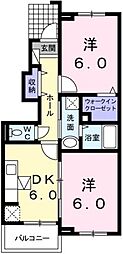 セントラル三田 2DKの間取図画像