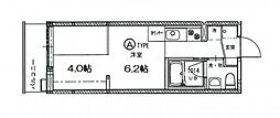 リヴィエール戸坂2 ワンルームの間取図画像