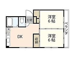 安井ビル 2DKの間取図画像