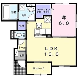 プリムローズI 1LDKの間取図画像