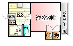 Yビル弐番館 1Kの間取図画像