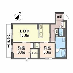 サフィールメゾン 2LDKの間取図画像