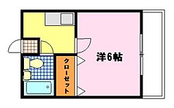 クレアトール 1Kの間取図画像