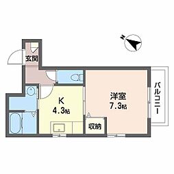 ラ・ペジーブル 1Kの間取図画像