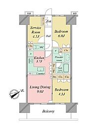 レーベン清瀬ＴＨＥ ＴＯＷＥＲ 19階2SLDKの間取り