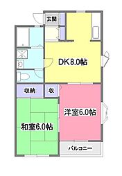 エストフローラ 2DKの間取図画像