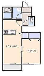 ニューウエスト 1LDKの間取図画像