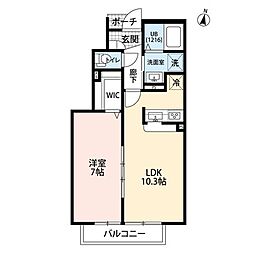 桜ハイツ 1LDKの間取図画像