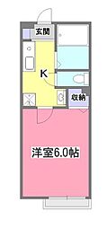 第四富士ハイツ 1Kの間取図画像