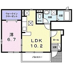 コズカフィオーレ 1LDKの間取図画像