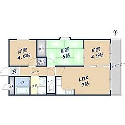 ロアジ花園 3LDKの間取図画像